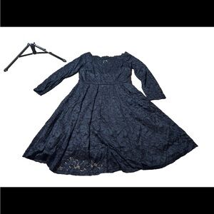 Miss May size large women's long sleeve black lace dress, lace, open shoulder